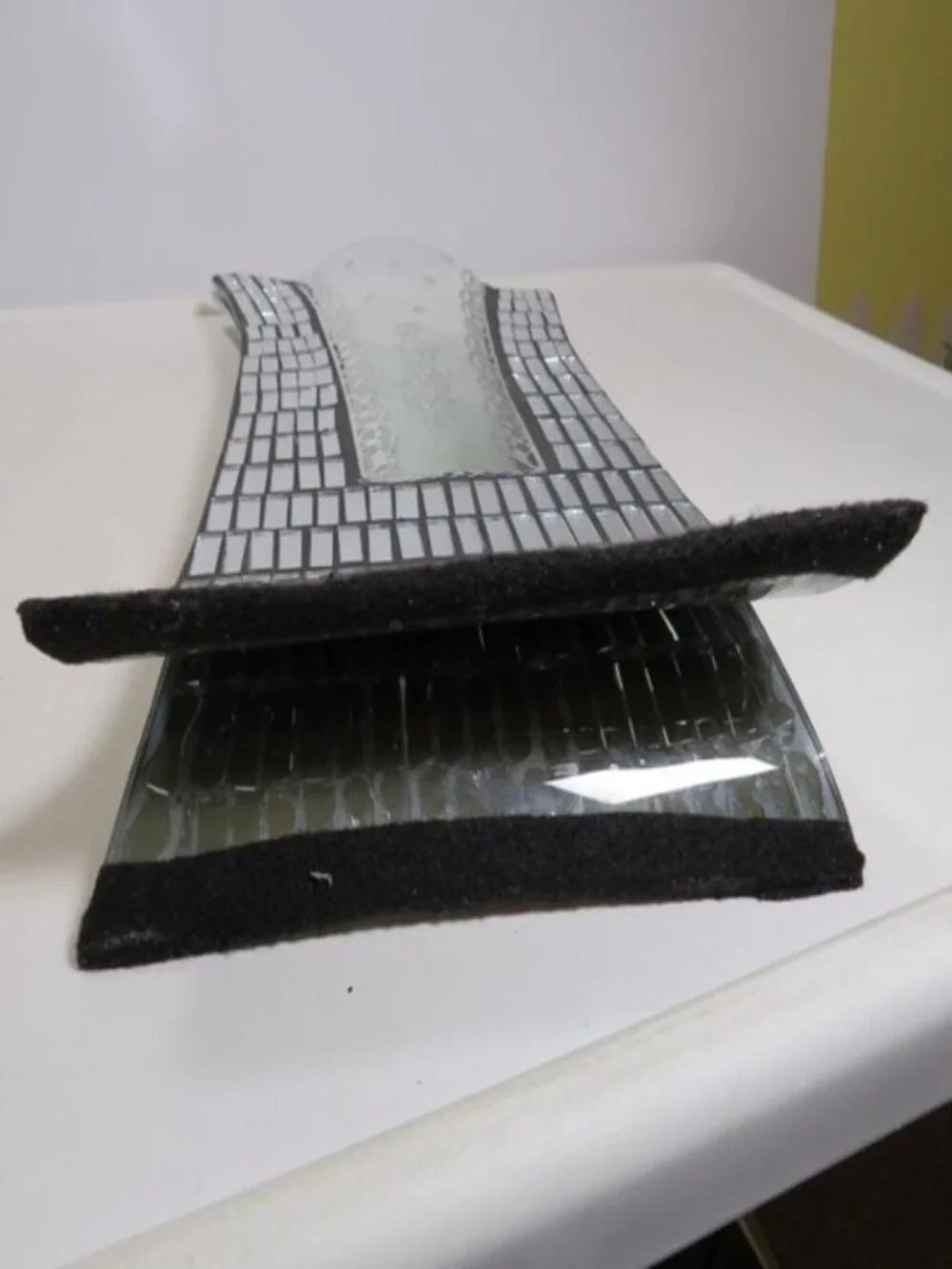 Modern Mosaic Mirrored A-Frame Vase Sculptural Art Statement Piece 16